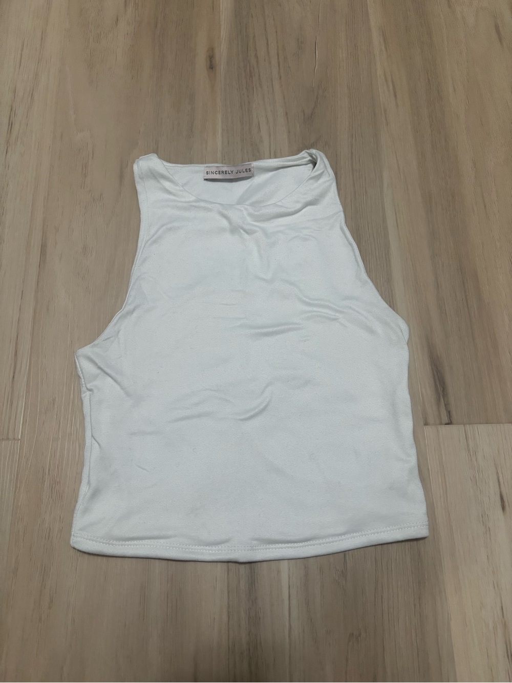 Sincerely Jules White High-Neck Crop Tank